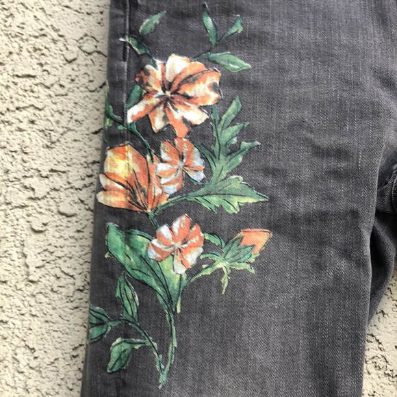 Zara Basic Z1975 Grey Floral Print Skinny Jeans - Picture 6 of 9